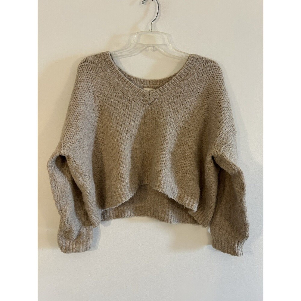 Anthropologie Pilcro Fuzzy Knit Sweater Womens XS Brown Wool Blend